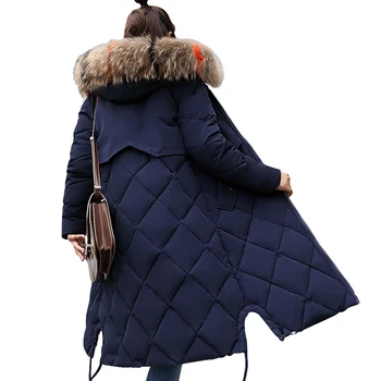 

Winter Jacket Women 2019 Brand Fashion Thicken Warm Winter Cotton Down Jackets Female Parka Long Slim Hooded Fur Collar Coats