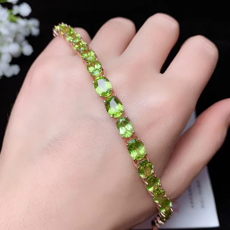 CoLife Jewelry 925 Silver Peridot Bracelet for Wedding 20pcs Natural Peridot Silver Peridot Sterling Silver Peridot Jewelry