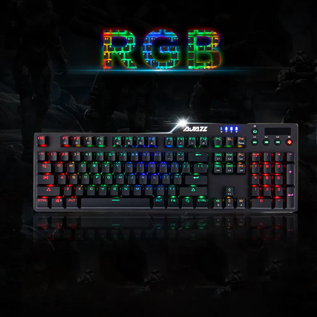 Проводная игровая клавиатура RGB с черным валом для компьютерных игр механическая