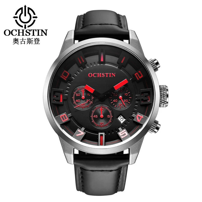 

Man Quartz Watch OCHSTIN Brand New Fashion Casual Waterproof Chronograph Watches Male Military Army Sports Leather Luxury Wrist