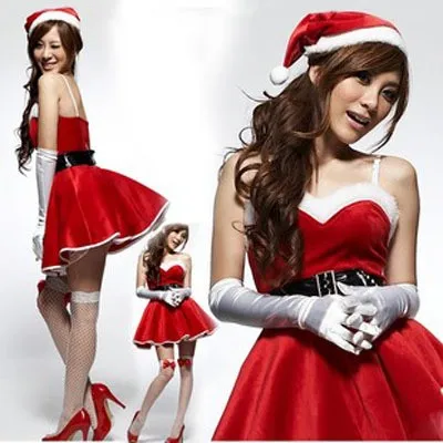 Новогодние зимние рождественские костюмы Санта-Клауса для женщин, рождественское праздничное платье, сценическая униформа, искушение, косплей