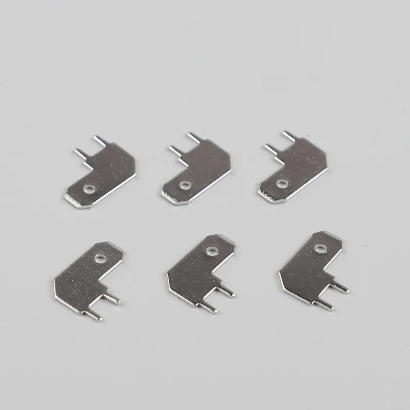50PCS 6.3 Inserts Spring Terminal L type Corner thickness 0.8 PCB welding sheet
