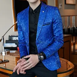 Классический жаккардовый костюм мужской пиджак Модный деловой Свадебный Банкетный мужской пиджак большого размера 6XL приталенный мужской
