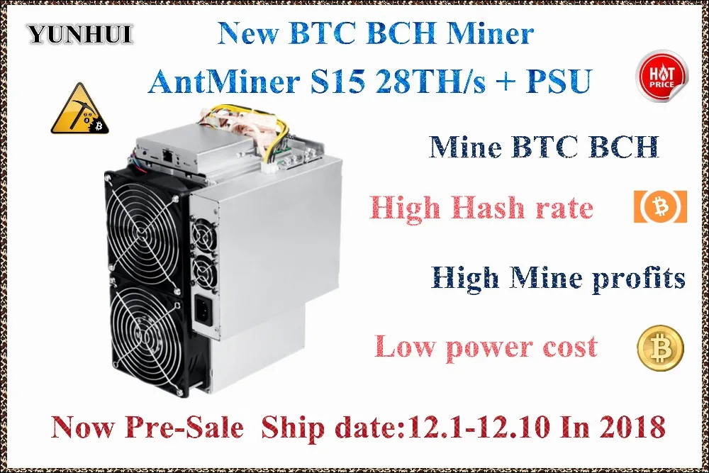 

BITMAIN 7nm Asic BTC BCH SHA-256 Miner Used AntMiner S15 28T With PSU Bitcoin Miner Better Than S9 S9i S9j WhatsMiner M3 M10