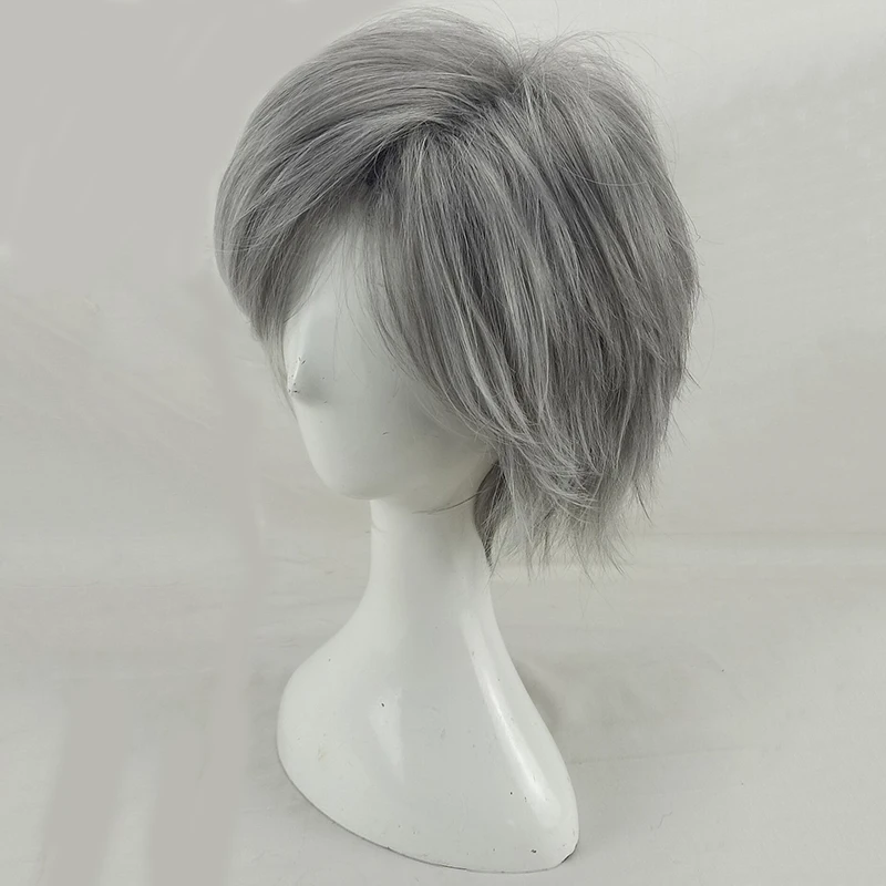 HAIRJOY синтетические волосы серый Косплей парики короткие прямые высокая температура волокна костюм парик