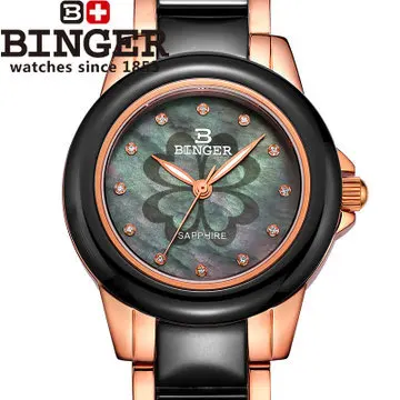 Hot Fashion Wristwatch Ceramic Printed Flower Gold Casual Watch For Ladies Quartz Watches Women Dress Binger