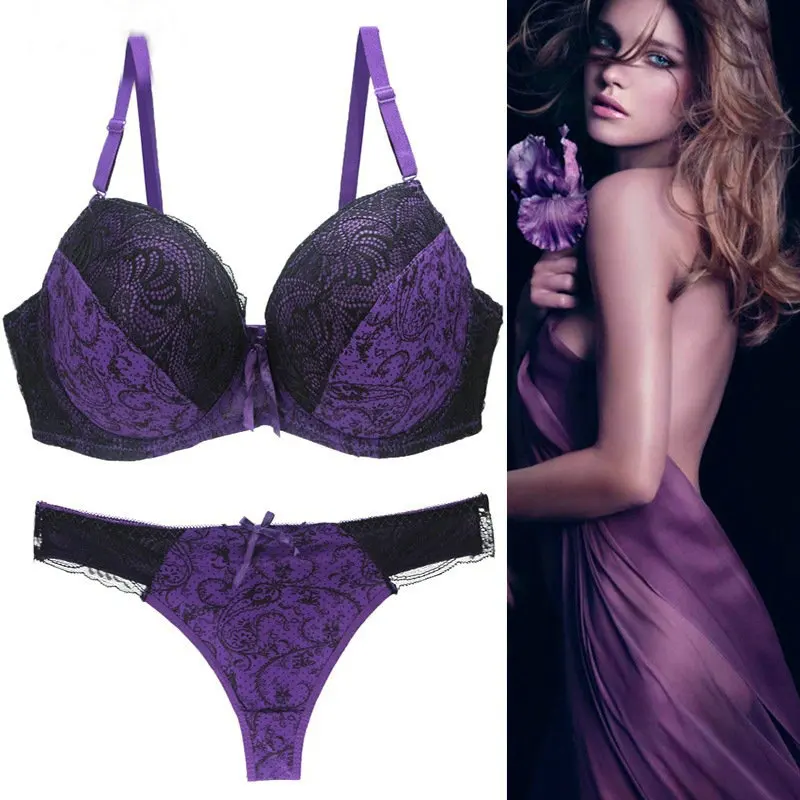 Lady Sexy Women Bra Set Plus size Floral Lace Bralette Briefs Set Elegant Thin cup Bra Underwear Women Lingerie Set Lady Sexy Women Bra Set Plus size Floral Lace Bralette Briefs Set Elegant Thin cup Bra Underwear Women Lingerie Set