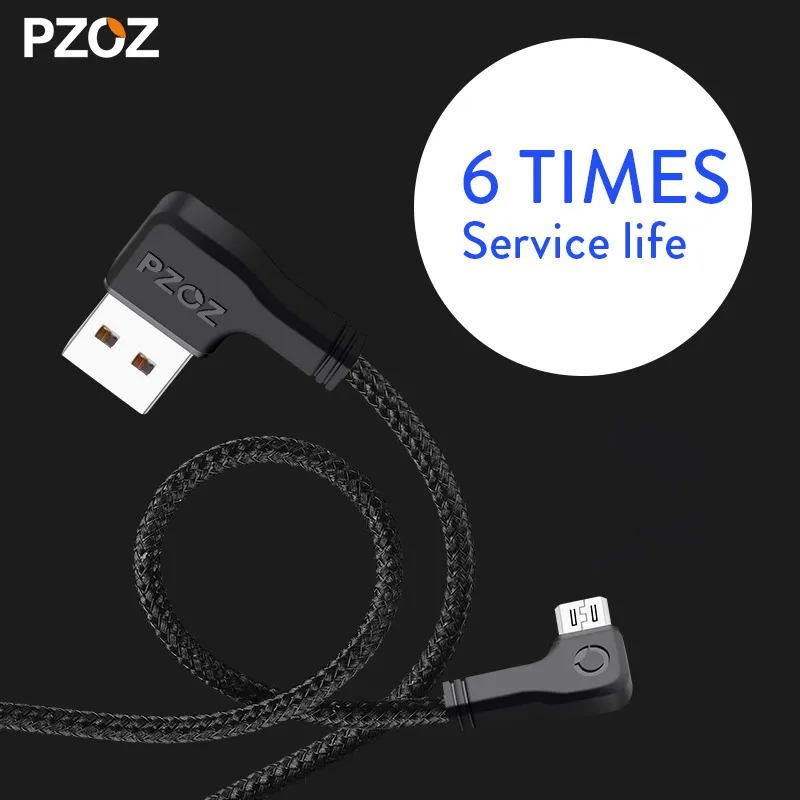 PZOZ micro usb кабель 90 градусов usb быстрое зарядное устройство нейлоновый шнур microusb зарядный кабель для синхронизации данных для samsung xiaomi redmi note 5 pro