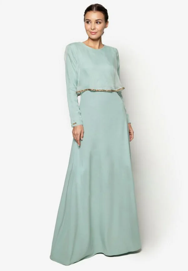False Two-piece Muslim Maxi Dress Young Lady Not Sheer Chiffon Islamic Arabic Women Long Dresses Dubai Middle East Arab Abaya |