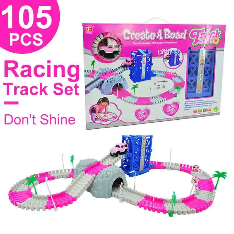 

Electronics Track Car Toys With Flashing Lights Educational Toys For Children Boys Birthday Gift Boy Play Track Together LED Car