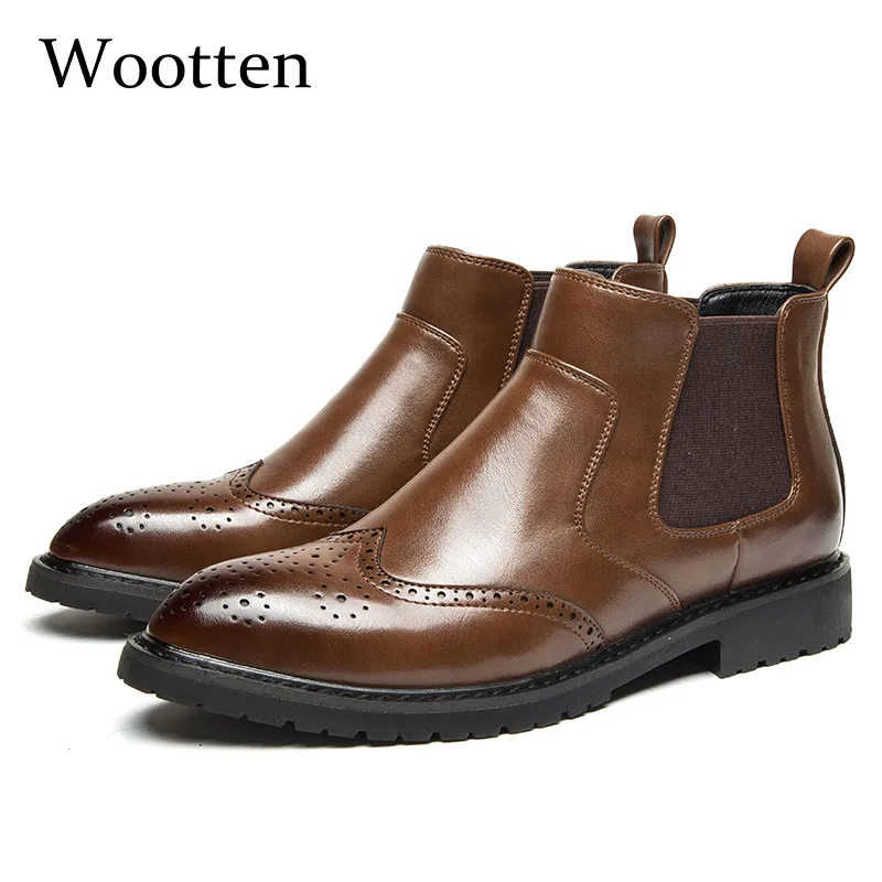 2019 men winter shoes chelsea formal high top adult leather fashion genuine winter men boots #78094