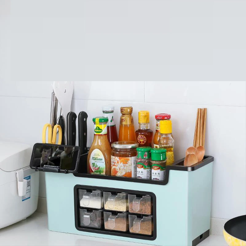 

Spice jars kitchen supplies salt shaker seasoning bottle storage rack home multi-function seasoning bottle storage box XI316922