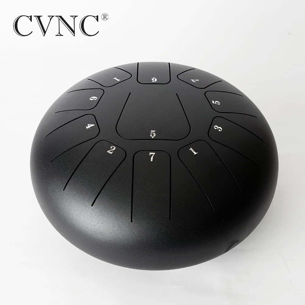 

CVNC 10 inch Steel Tongue Drum 11 Notes Pentatonic Scale Hank Drum for Adult Percussion Instruments with Many Accessories