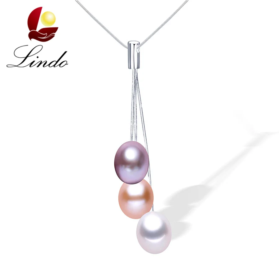 

Top Quality Real 925 Sterling Silver Tassel Pendant For Women Fashion 9-10mm 100% Natural Freshwater Pearl Party Wedding Jewelry