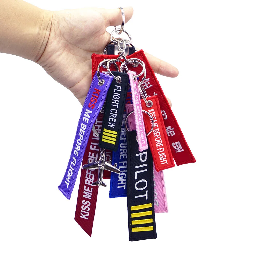 FLIGHT CREW Key Chains 12in1/Set kiss me before flight KeyChain DIY Pendant luggage Motorcycle Metal airplane embroidery | Украшения и