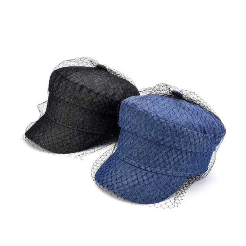 Зимние винтажные кепки с плоским козырьком, модная джинсовая кепка Snapback s, Женская кепка, восьмиугольная кепка для женщин девочек H3