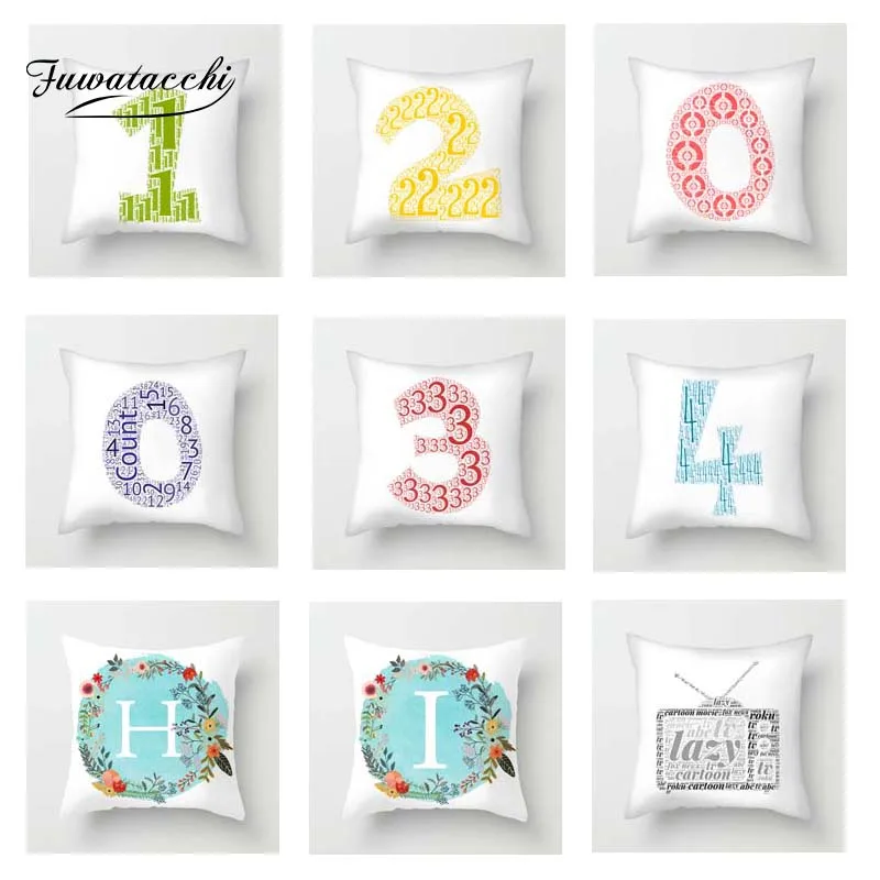 

Fuwatacchi 0-9 Numbers Cushion Cover A-Z Alphabet Letters Throw Pillow Cover For Sofa Home Decor Pillowcases New 2019 Arrive