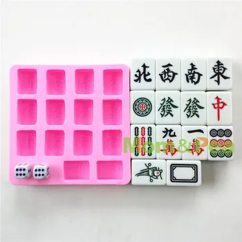 

Mom&Pea 0609 Free Shipping Mahjong Tiles Shaped Silicone Mold Cake Decoration Fondant Cake 3D Mold