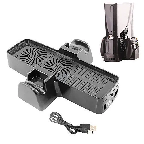 

Multifunction 3 in 1 Vertical Charging Dock Station Cooling Fan Stand With USB Cable For Microsoft For Xbox 360 Slim Console
