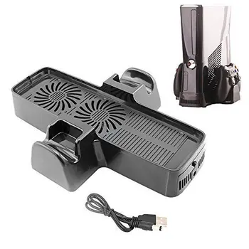 

Multifunction 3 in 1 Vertical Charging Dock Station Cooling Fan Stand With USB Cable For Microsoft For Xbox 360 Slim Console