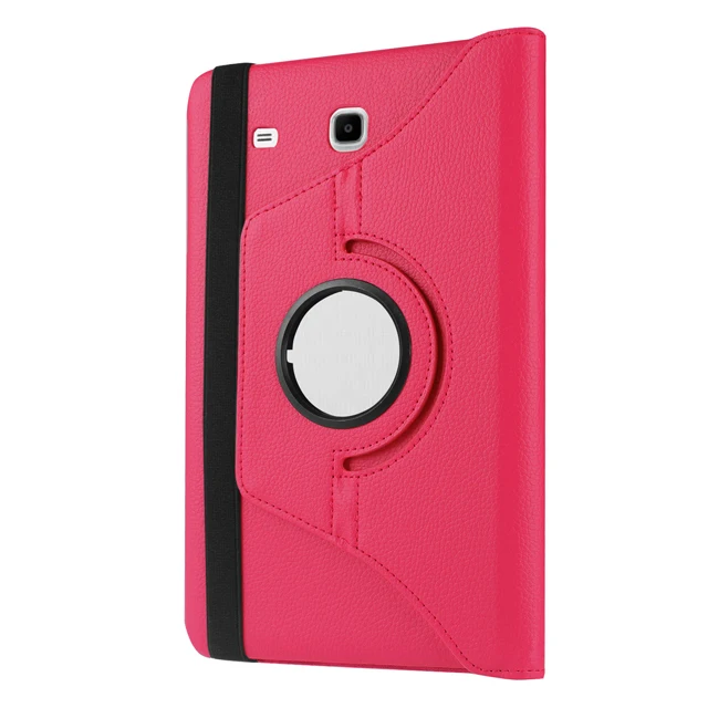 Вращающийся на 360 умный чехол из искусственной кожи чехол для samsung Galaxy Tab E 9,6 T560 T561 SM-T560 складной чехол-книжка для планшета+ пленка+ ручка - Цвет: Rose Red