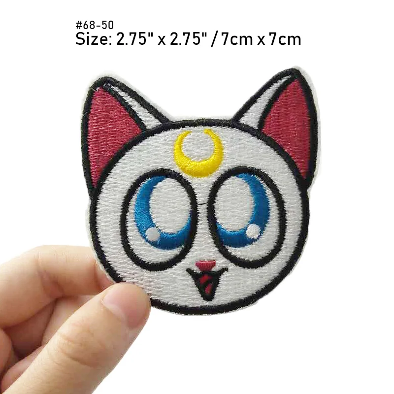 Sailor Moon Usagi's Carillion Luna Cat Face Diamond bow logo Time Key Japanese Anime Cartoon patch clothes Costume Embroidered - Цвет: Серый цвет с красноватым отливом