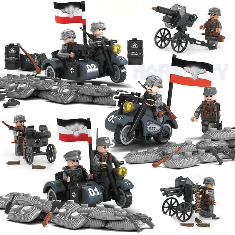 

HOT Sale 3IN1 Germany Military Soldiers Blitzkrieg Action Figures Army Sets Compatible LegoINGlys Blocks Toys World War II