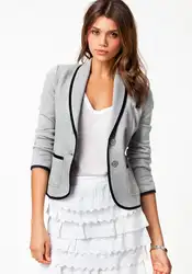 Новинка 2017 года Блейзер Для женщин женские Модные весна тонкий короткий Дизайн отложной воротник Блейзер серый Короткое пальто Куртки для