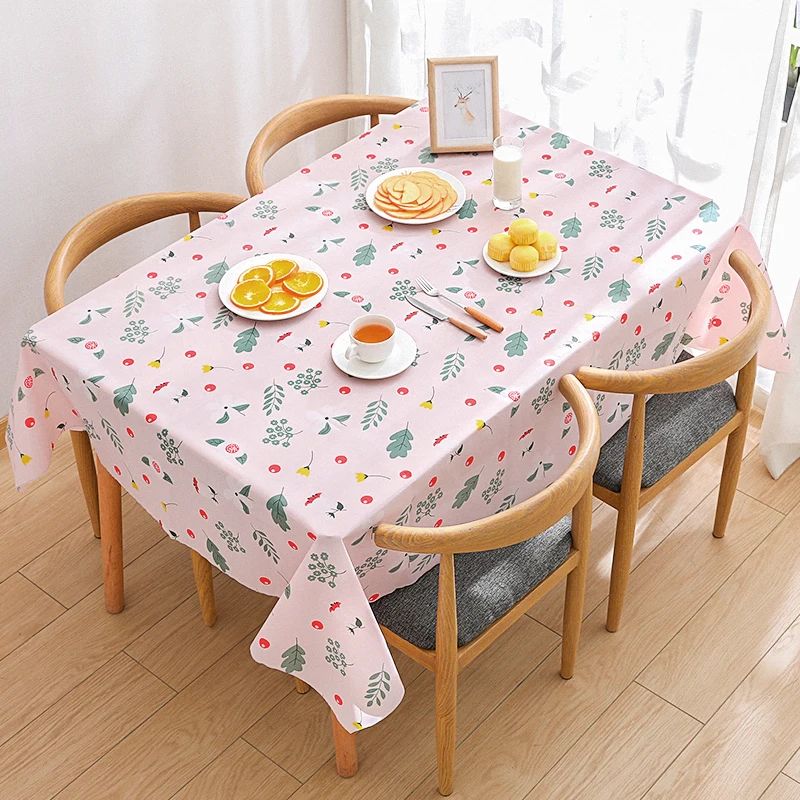 2 Color PVC Waterproof Tablecloth Anti Scalding Oil Proof Tablecloth ...