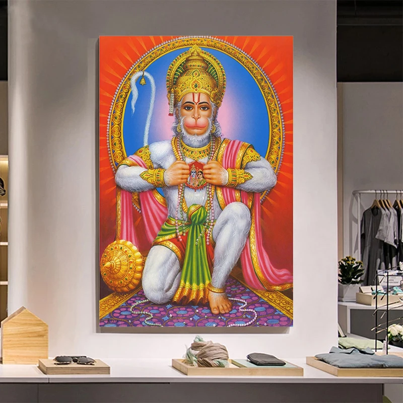

Hanuman God Balaji Bajrang Oil Painting on Canvas Posters and Prints Scandinavian Wall Art Picture Living Room Cuadros Decor