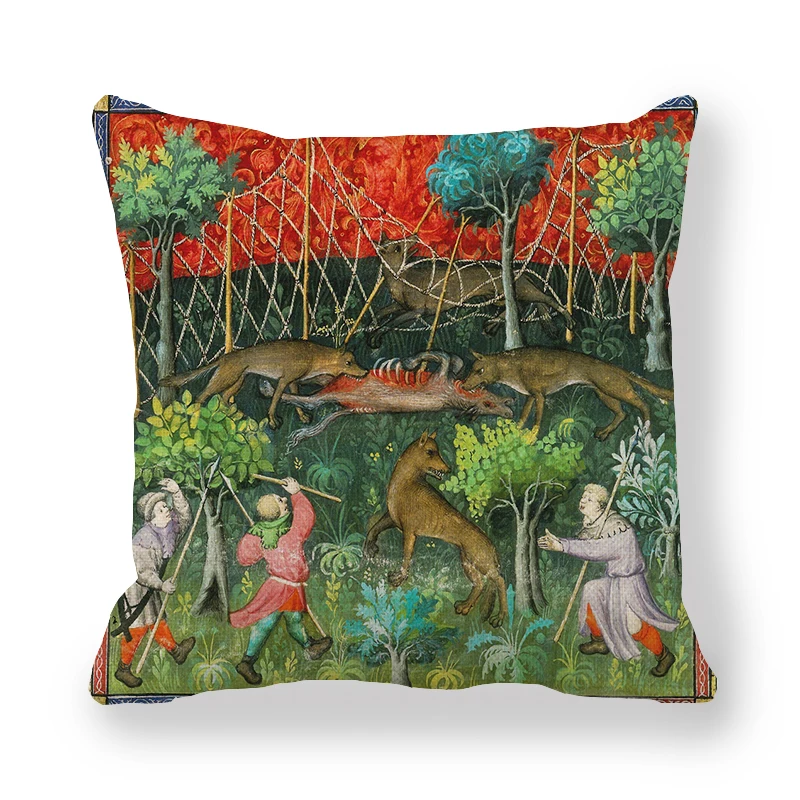 45cm*45cm medieval greyhound and Royal Hunt linen/cotton throw pillow covers couch cushion cover home decor pillow