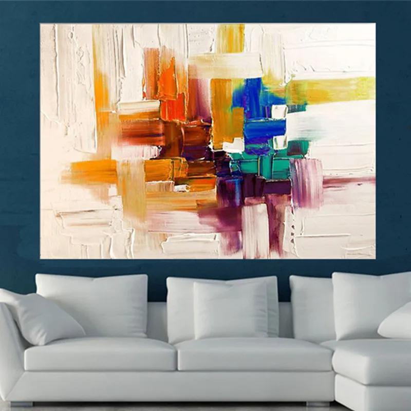 

Hand-painted Abstract Knife Oil Paintings on Canvas Large Colors Graffiti Painting Modern Home Decor Wall Art for Living Room