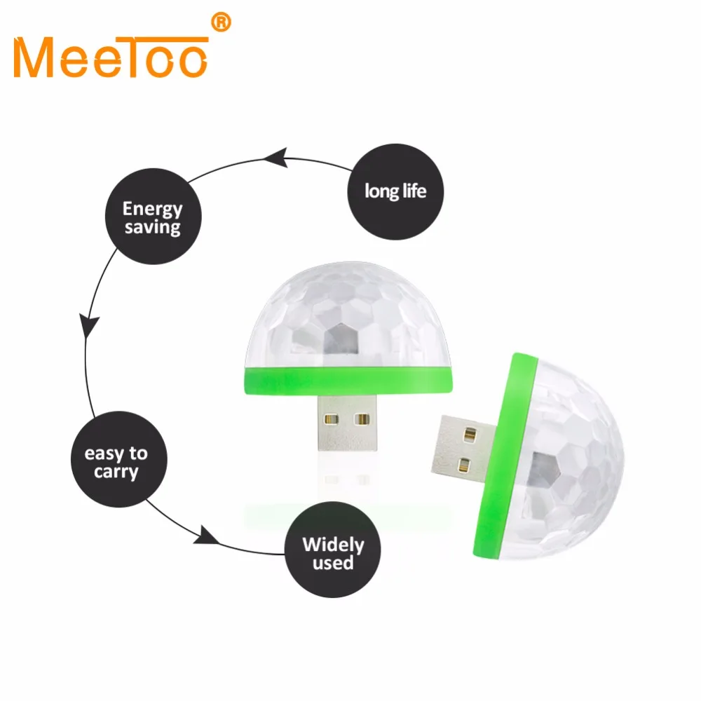 

MeeToo Led Car Styling 5V Car Interior Decorative Lamp USB Mini RGB Led Bulb Atmosphere Light Magic Effect For BMW Ford VW Benz