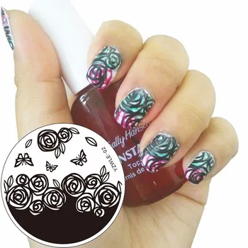 WUF 1 Pc Rose Butterfly Design Nail Art Polish DIY Stamping Plates Image Templates Nail Stamp Stencil Stamping Plates Nail Tools