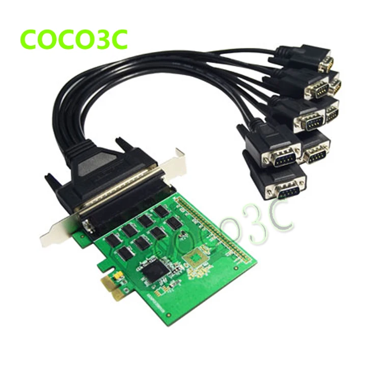  PCI-e de RS232 DB9 puertos convertidor POS máquina de 8 puertos serie PCI Express con ventilador ca