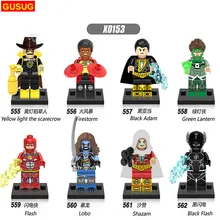 GUSUG 80 шт. X0153 Супер Герои желтый свет пухло черный Adam Зеленый Фонарь огненный шторм строительные блоки детские подарочные игрушки