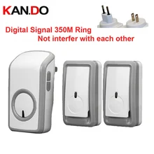 Евро США штекер 2 излучателя+ 1 колокол приемника беспроводной дверной звонок водостойкий 350 м дверной звонок 48 мелодий дверной звонок цифровой дверной звонок