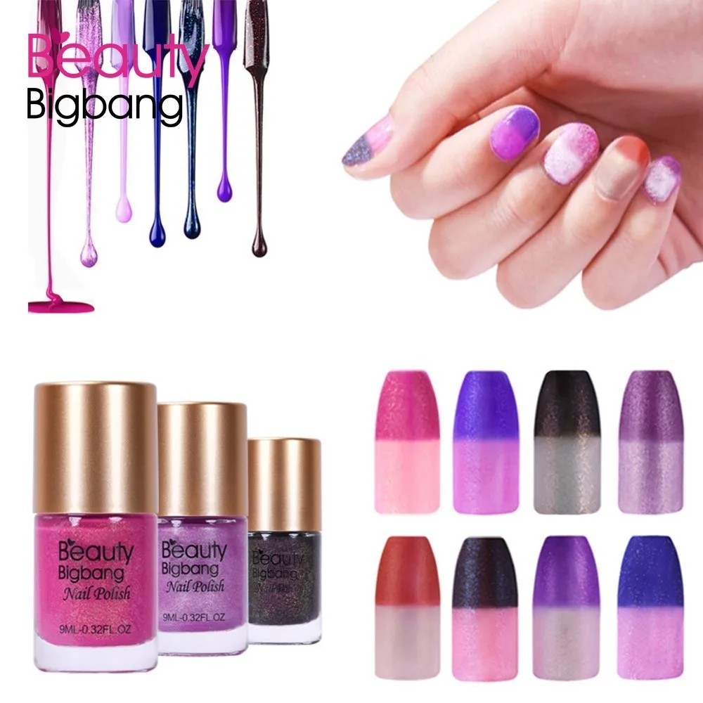 

BEAUTYBIGBANG 9ml Glitter Temperature Color Changing Thermal Nail Polish Lacquer Nail Art Change Varnish