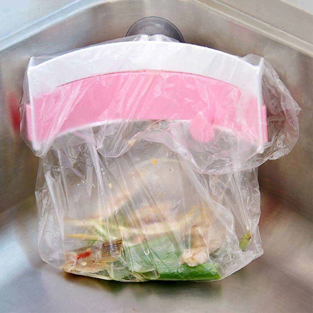 

Hot Kitchen Sink Trash Rubbish Bag Holder with 3 Sucker Suction Garbage Rack Storage Hanger PLD