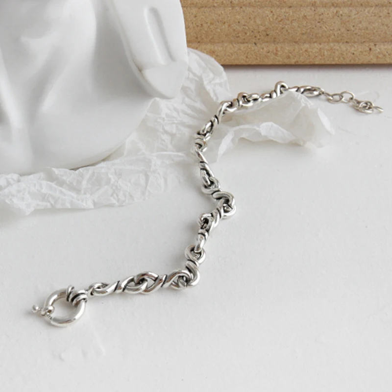 Корейский необычный панк грубый роскошный браслет 925 пробы серебряный браслет геометрический тонкий браслет для женщин модное ювелирное изделие