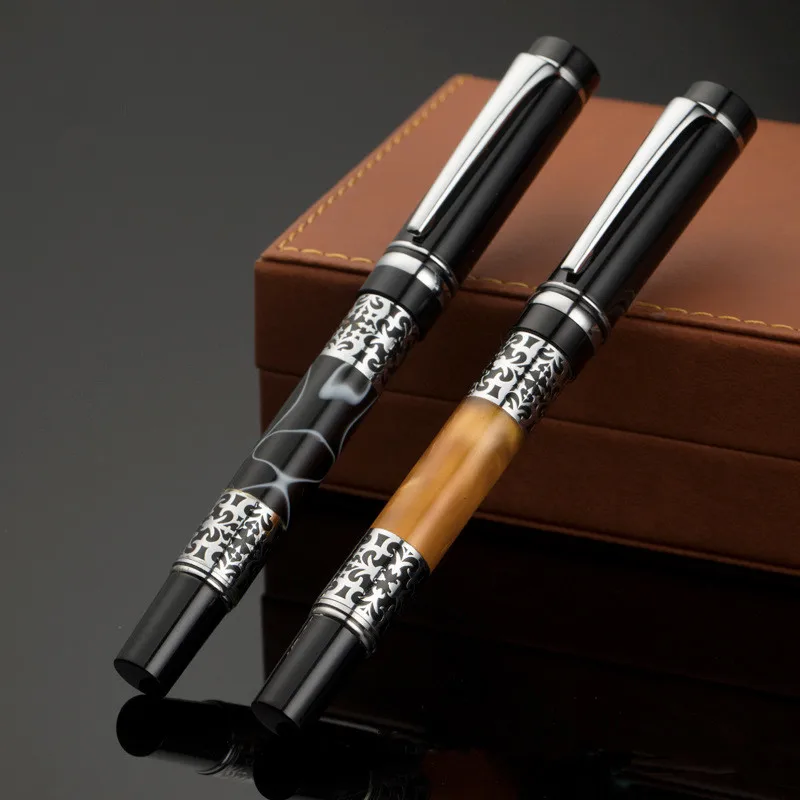 

Montbao pen amber Series High Quality Office School Stationery Silver Flower metal Celluloid rollerball