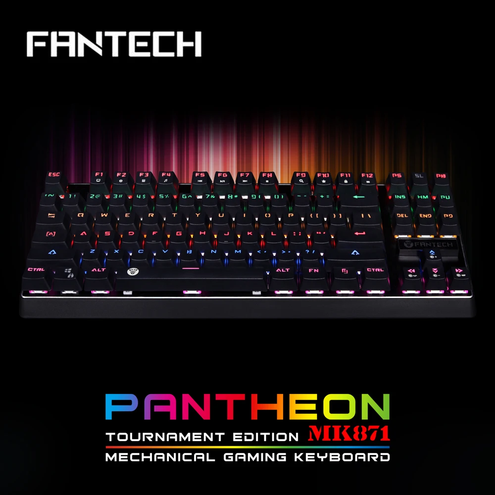 

FANTECH MK871 Mechanical Keyboard 87 Key Gaming Keyboard Blue Switches Backlit RGB Ergonomics LED Light Professional Gamer