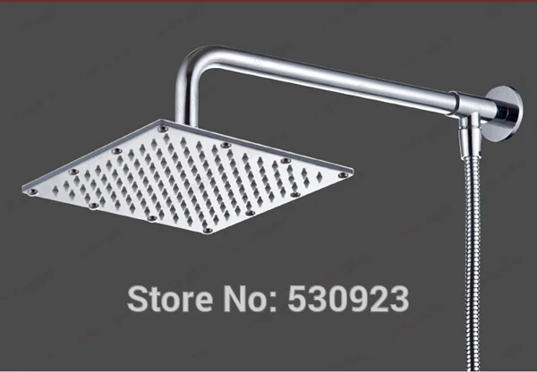 

Newly Stainless Steel Chrome Finish Bathroom Rain Square 8 inch Shower Head With Shower Arm Shower Hose