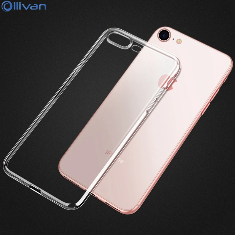 OLLIVAN Soft Silicon Transparent Case For iPhone 7 8 Plus 6 6s Full Cover Clear 5 5s SE Ultra Thin TPU Capa |