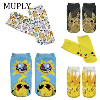 

Women Cute Pokemon Harajuku Socks with Print 3D Cute Pikachu Low Cut Ankle Comfortable Hosiery Meias Funny Socks Kawaii Women