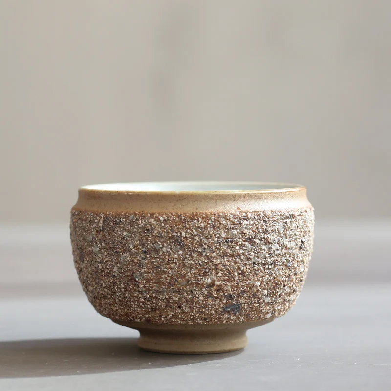 Japanese Style Crude Pottery Master Cup Hand Made Ceramic Tea Bowl Retro Heat Resistant Teacups Natural Ore