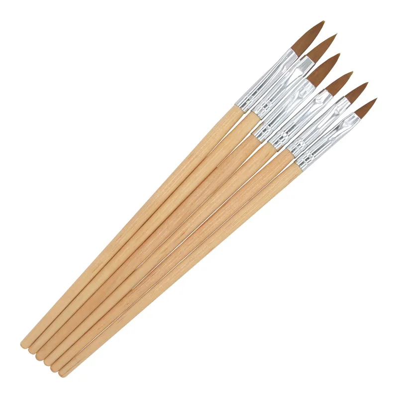 

YZWLE 6PCS/Pack Wood Handle Nail Art Painting Drawing Pen Brush Set for Acrylic Nail UV Gel Nails Beauty Tools Brushes 32