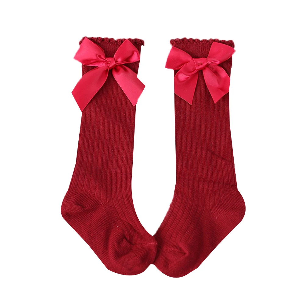 

Socks Baby bow princess socks Kids Socks Toddlers Girls Big Bow Knee High Long Soft Cotton Lace baby Socks Cotton Blend 0-7 year