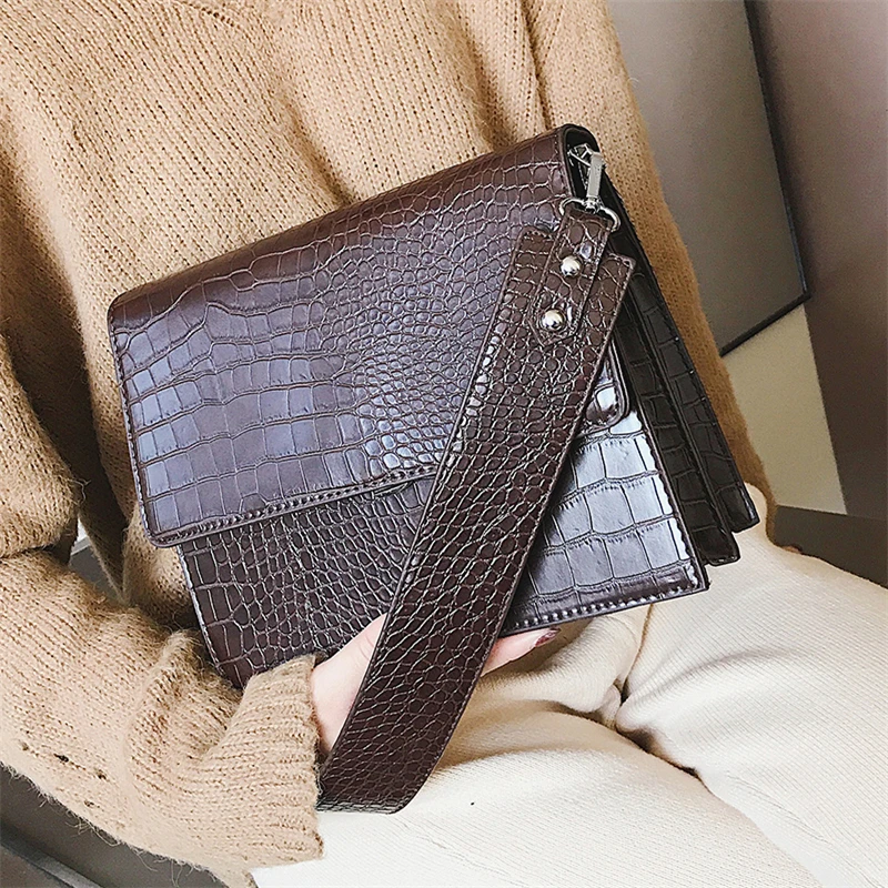 Small Vintage Bags Retro Female Pu Leather Hasp Messenger Bags for Girls/ladies Alligator Crossbody