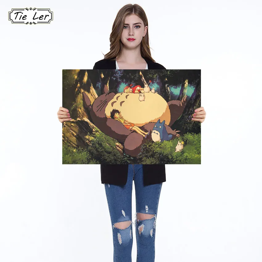 Ретро постеры Totoro из крафт бумаги наклейки на стену в японском стиле аниме для
